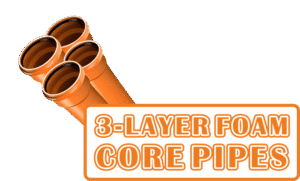 cross section of 3-layer PVC foam core pipe showing solid inner layer foamed middle layer and smooth outer layer